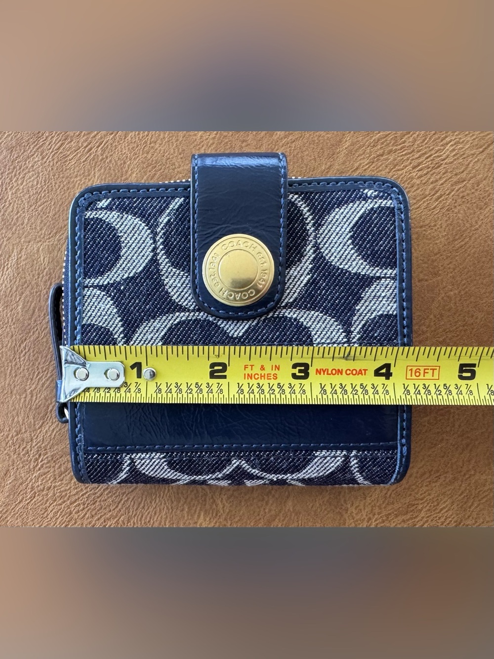 Coach Bleecker  Signature Small Wallet with Gold Accent and legacy interior - Picture 6 of 7